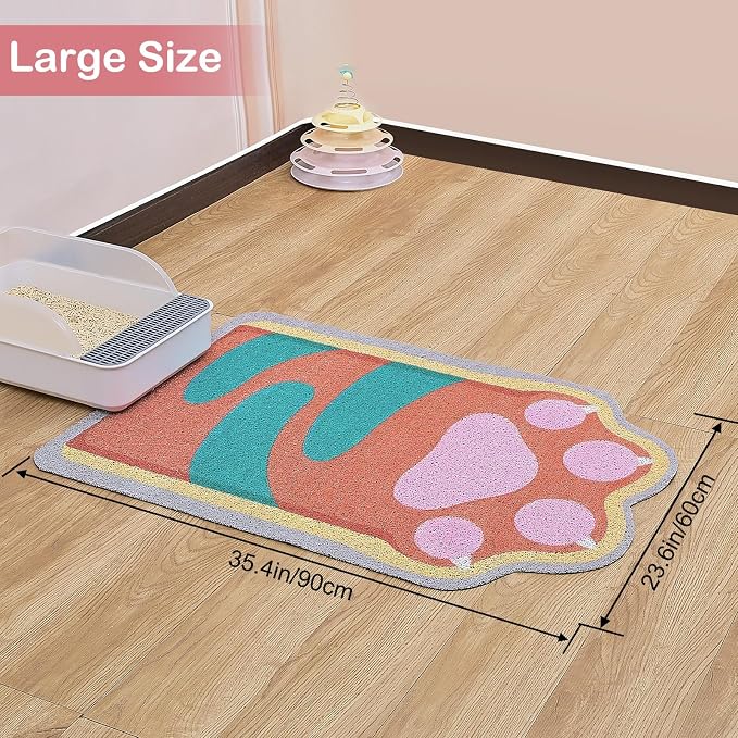 Unicorn Catcher Large Cat Litter Mat, 33.5"x22.4" Litter Trapping Mat | Kitty Litter Mat With Soft PVC Loop Mesh And Non-Slip Backing For Easy-Clean Floor Protection And Home Decor
