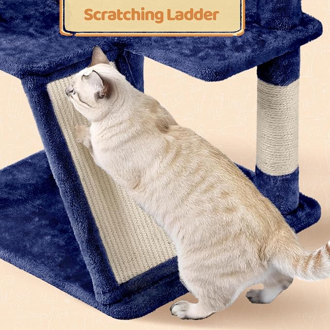 Topeakmart 57in Cat Tree Tower with 2 Plush Rooms Kitten Furniture Play House