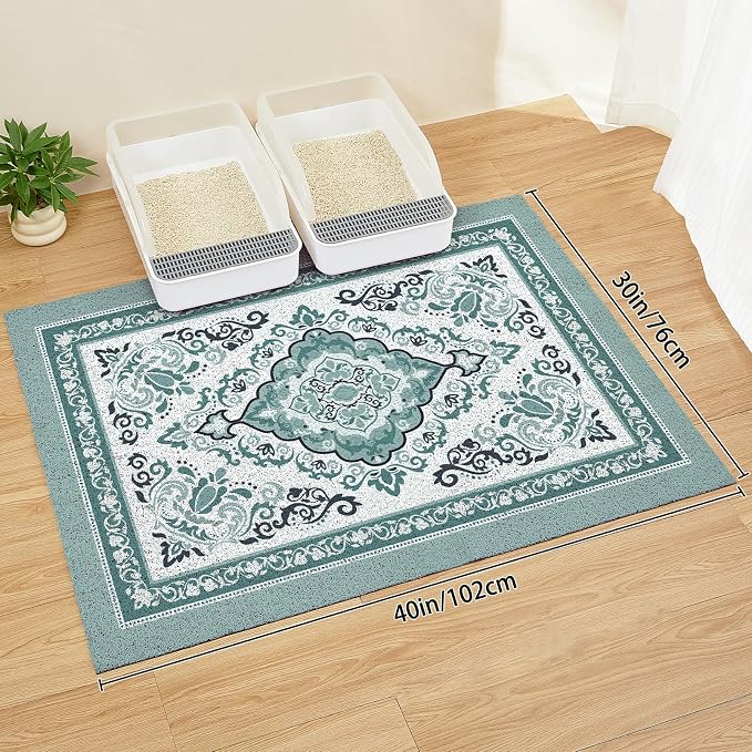 Unicorn Catcher 40"x30" Cat Litter Mat Non-Slip Washable Litter Box Mat | High-Density PVC Litter Catcher Mat Efficiently Traps Scattered Litter From Paws To Keep Floors Clean