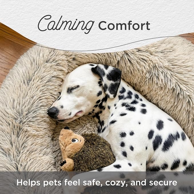 Best Friends by Sheri The Original Calming Donut Dog Bed for Small Dogs up to 25 lbs, Shag Faux Fur, Gray, 23" x 23"