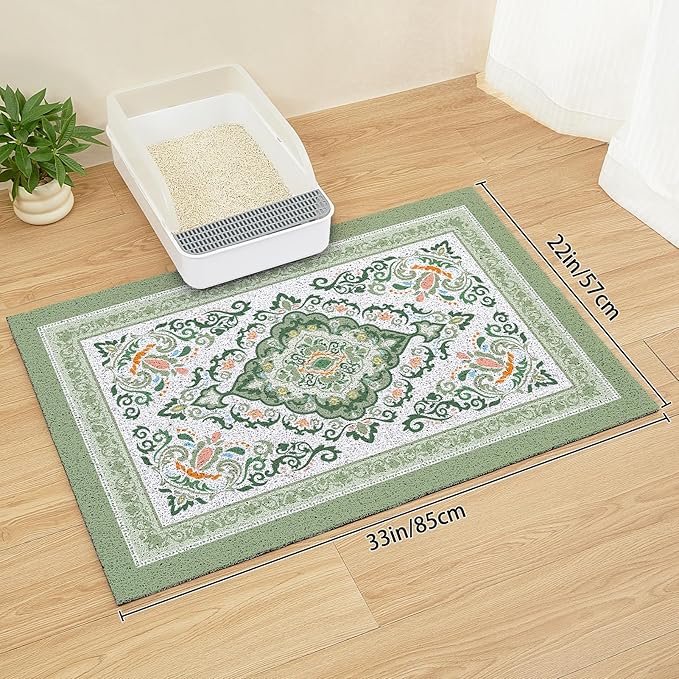 Unicorn Catcher 33"x22" Cat Litter Mat Non-Slip Washable Litter Box Mat | High-Density PVC Litter Catcher Mat Efficiently Traps Scattered Litter From Paws To Keep Floors Clean