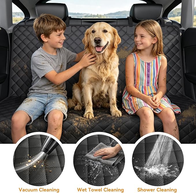 PETICON Dog Car Seat Cover for SUV, Waterproof Back Seat Cover for Toyota Tacoma/Jeep Grand Cherokee/Ford Explorer/Ranger/Chevrolet Colorado, Scratch-Proof Nonslip Durable Rear Seat Cover for Dogs