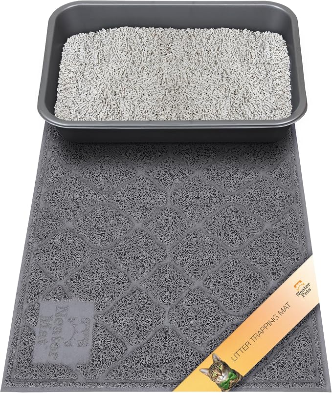Neater Pets Neater Mat Cat Litter Mat, Thick & Durable Cat Mat for Litter Box, Trapper Pad Catches Mess to Protect Indoor Floors, Soft on Kitty Paws, Anti-Skid Grip Backing, Easy to Clean, Charcoal
