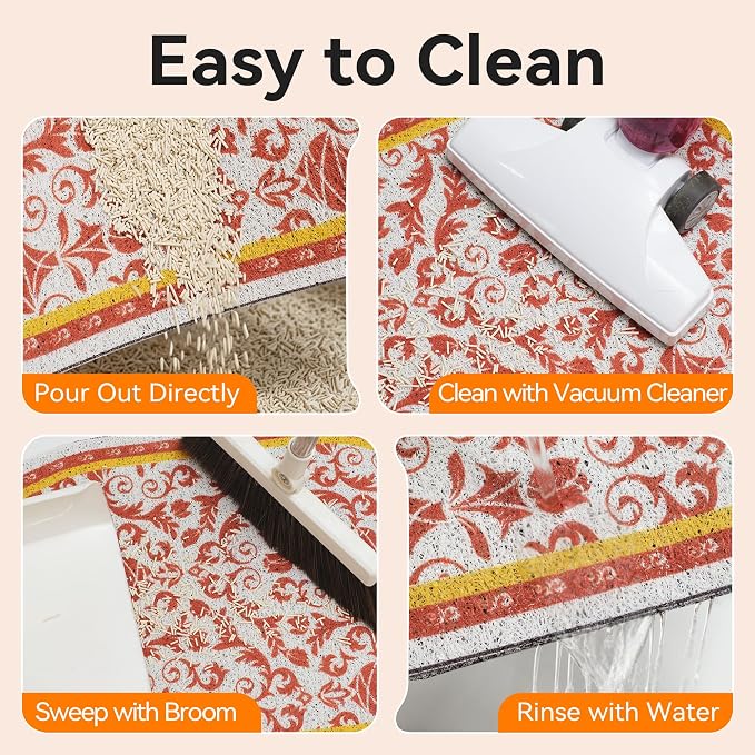 Cat Litter Mat, 24"x15" High Density PVC Litter Rug Trapping Mat, Non-Slip, Waterproof & Urine-Proof Kitty Litters Catcher Mats, Keep Floor Clean, Soft on Kitten Paws, Cat Essentials Brown