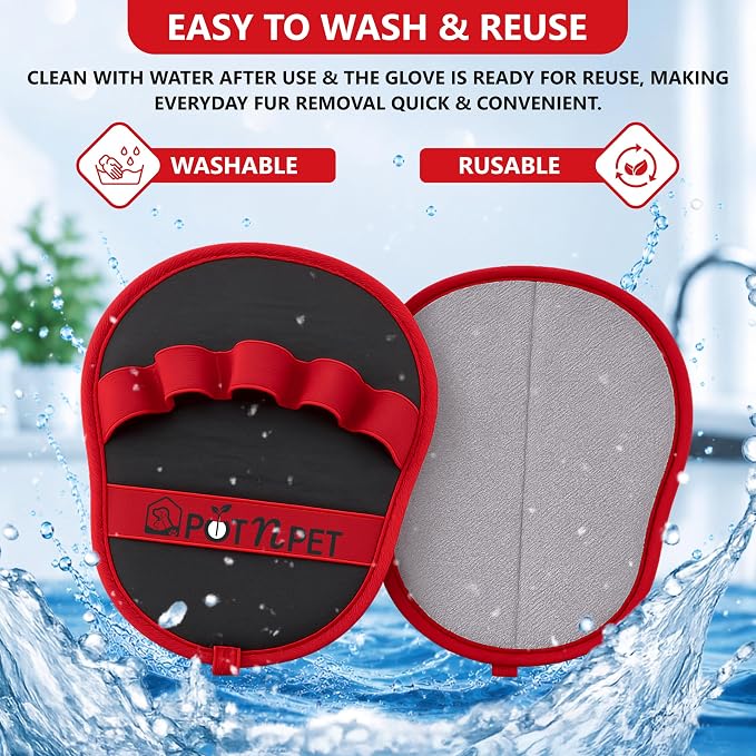 Pet Hair Removal Glove for Dogs & Cats – Reusable Electrostatic Magic Brush Five Finger Grooming Mitt, Washable Pet Hair Remover Tool for Laundry, Couch, Carpet, Car Seat, Clothing & Furniture | Reusable & Washable, No Refills Needed