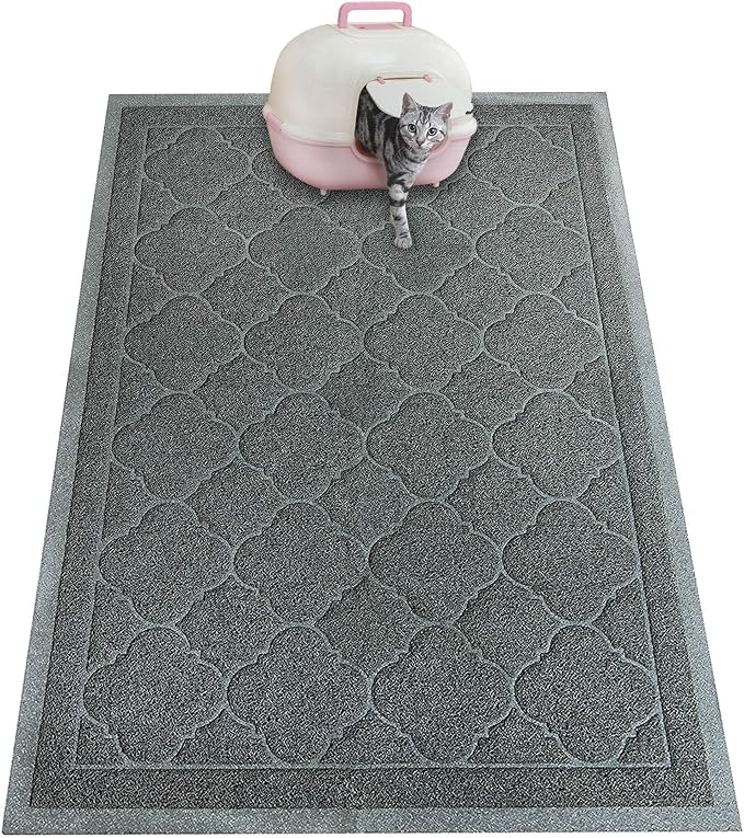 Cat Litter Mat Traps Litter from Litter Box XL Size 47"X36" Durable Trapping Rug, Non-Slip and Waterproof, Easy to Clean