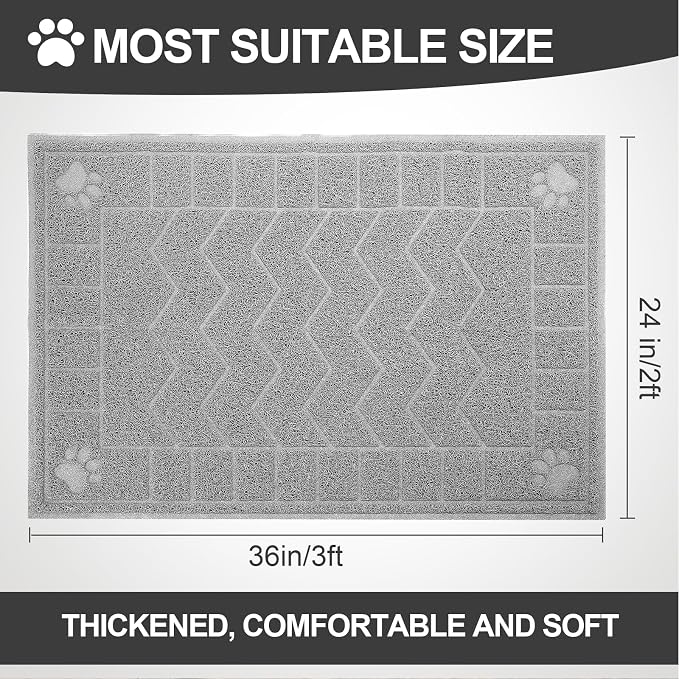 Cat Litter Mat, Litter Trapping Mat Soft on Kitty Paws, 35" x 24" Kitten Litter Box Mat for Cleaner Floors, Waterproof, Easy Clean, Durable Large Size Cat Litter Pad for Kitten.