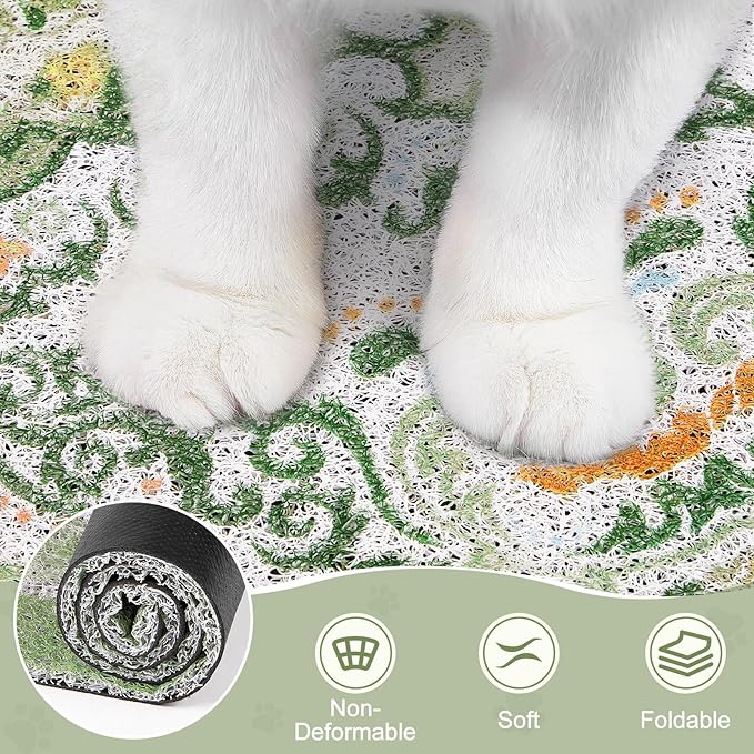 Unicorn Catcher 24"x15" Cat Litter Mat Non-Slip Washable Litter Box Mat | High-Density PVC Litter Catcher Mat Efficiently Traps Scattered Litter From Paws To Keep Floors Clean