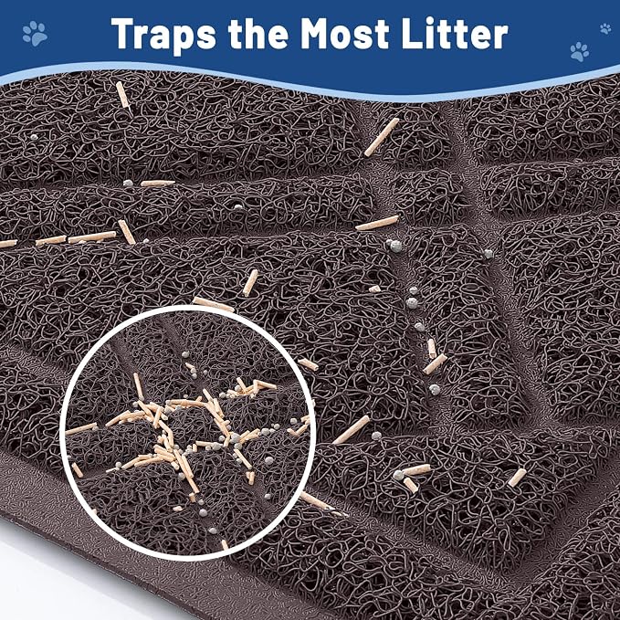 Smiry Cat Litter Box Mat 30x17, Non-Slip Water Resistant Litter Trapping Mat, Easy Clean Less Waste and Urine-Locking Cat Carpet for Indoor, Brown