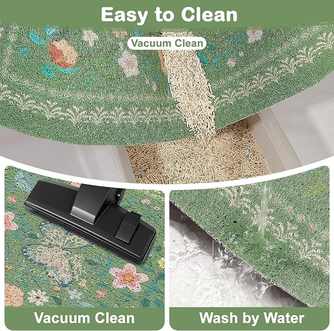 Unicorn Catcher 33"x22" Cat Litter Mat Non-Slip Washable Litter Box Mat | High-Density PVC Litter Catcher Mat Efficiently Traps Scattered Litter From Paws To Keep Floors Clean