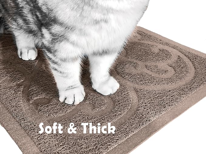 PetLike 2pk 30x18 inch Cat Litter Box Mat, Thick Kitty Litter Trapping Mat, Durable,Waterproof &Washable with Non-Slip Backing, Soft on Kitty Paws and Easy to Clean, BPA Free