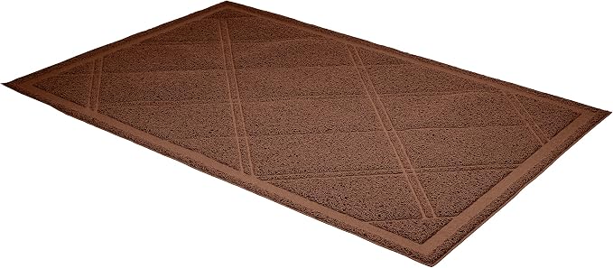 Amazon Basics Less-Mess Cat Litter Box Mat, 24" x 35", Unscented, Brown 1 Count (Pack of 10)