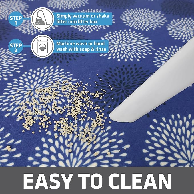 Drymate Cat Litter Box Mat, Litter Trapping Mat, Dark Blue, 29x36 XL | Waterproof, Urine-Proof, Absorbent, Machine Washable, Soft on Paws, Contains Mess, Protects Floors, Kitten Supplies, USA Made