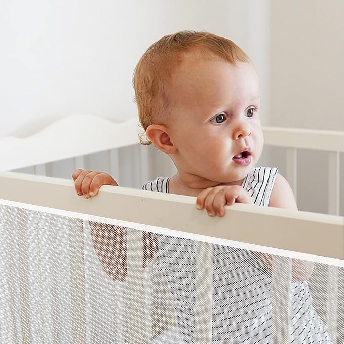Baby Gate for Stairs, Banister Guard for Kids, Pets, Toys, 39ft L x 2.6 ft H, Mesh Netting Safety Net for Balcony Rail Stair, Stairway Net Baby Safety Products for Indoor & Outdoor (Black)