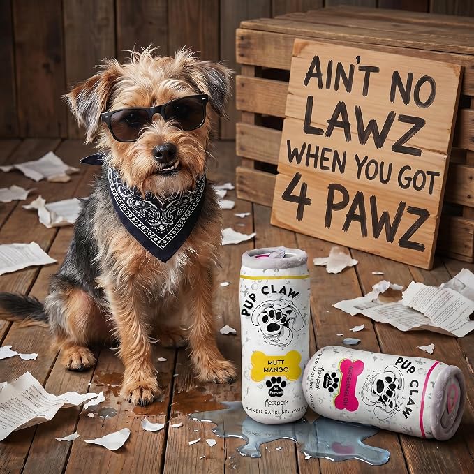 Nestpark Pup Claw Dog Toys - Funny Cute Plush Dog Toys with Squeaker and Crinkle - Parody (2 Pack) (Tropical Pack)