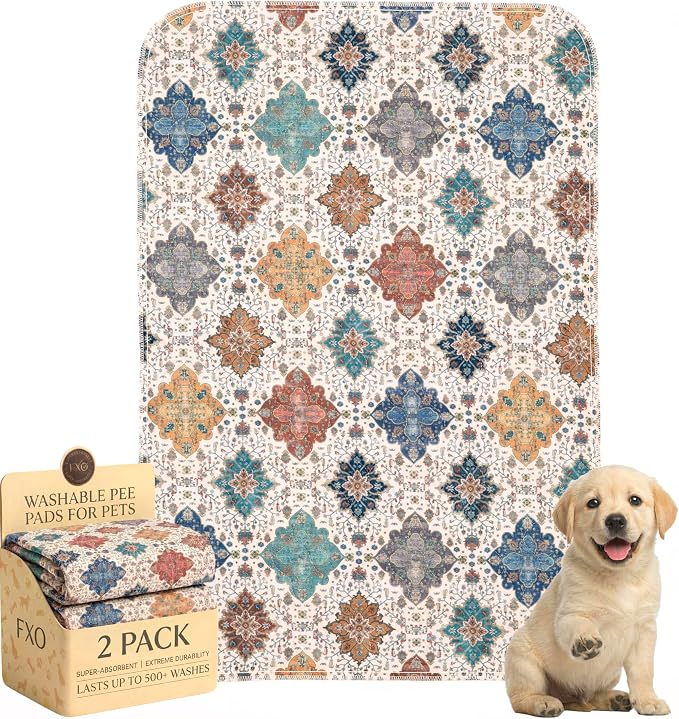 Washable Pee Pads for Dogs,Great Urine Absorbent Reusable Puppy Training Pads,Waterproof,Leak-Proof & Non-Slip Potty Pads for Whelping,Crate,Playpen,Bed.(Colorful Day,24"x36")