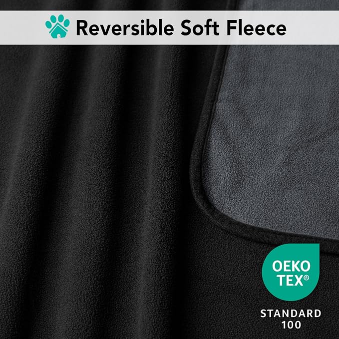 PetAmi Waterproof Dog Blanket for Couch, Pee Proof Reversible Cat Blanket for Sofa Bed Furniture Protector, Soft Fleece Washable Pet Throw for Dogs Cats Puppies Kittens, 40x60 Black Gray