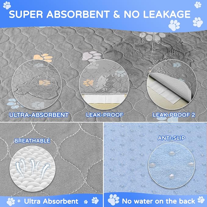 Aitmexcn Washable Pee Pads for Dogs, 2 Large Puppy Pads, 36'' x 36'' | Highly Absorbent, Waterproof Layer, Machine Washable, Non-Slip Bottom, For Playpens and Senior Dogs