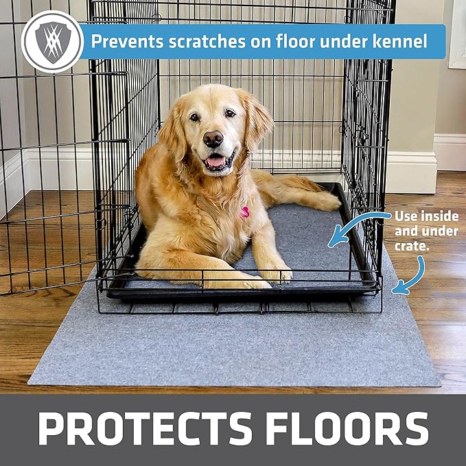 Drymate Dog Crate Mat Liner, Absorbs Urine, Waterproof, Non-Slip, Washable Puppy Pee Pad for Kennel Training - Use Under Pet Cage to Protect Floors, Thin Cut to Fit Design (USA Made) (LGrey)(29"x48")