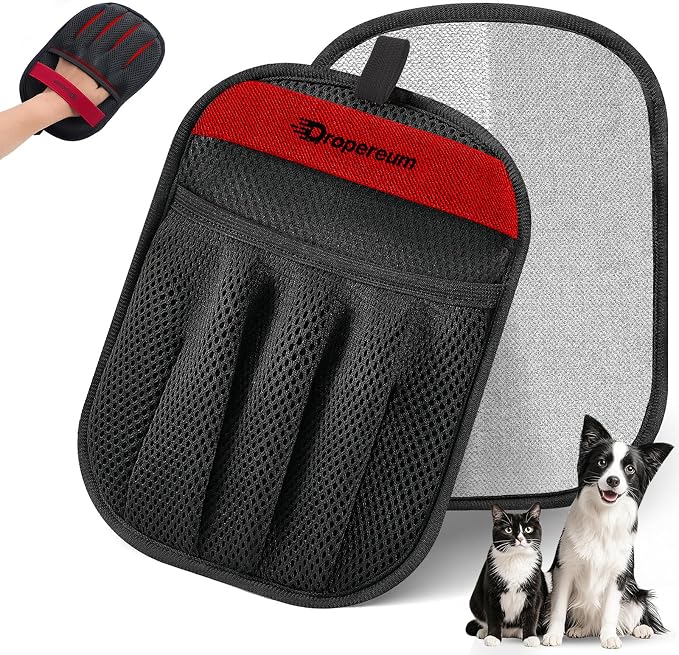 Pet Hair Removal Glove Cat & Dog, Electrostatic Reusable Hair Remover Tool | 2026 Upgraded washable 5-Finger pet hair remover works for laundry, couch, carpet & car seat, removes dog and cat fur easily