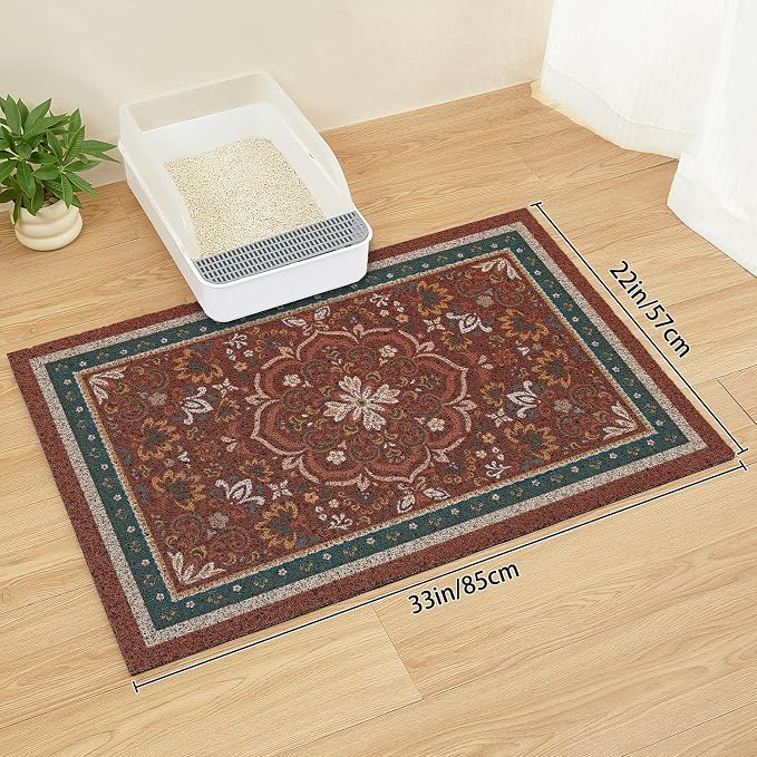 Unicorn Catcher 33"x22" Cat Litter Mat Non-Slip Washable Litter Box Mat | High-Density PVC Litter Catcher Mat Efficiently Traps Scattered Litter From Paws To Keep Floors Clean