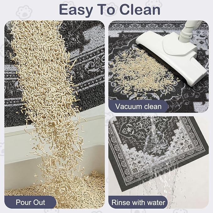 Glittme Cat Litter Mat, 24"x15" Non-Slip Washable Trapping Mat for Cats | Litter Trapping Mat With Thick PVC Coil To Catch Scatter, Soft On Paws And Waterproof Bottom To Protect Floors