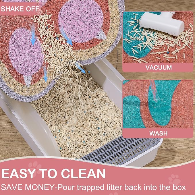Unicorn Catcher Large Cat Litter Mat, 33.5"x22.4" Litter Trapping Mat | Kitty Litter Mat With Soft PVC Loop Mesh And Non-Slip Backing For Easy-Clean Floor Protection And Home Decor