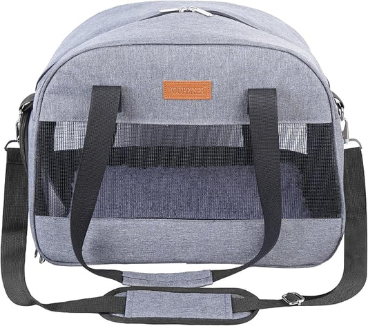 Cat Carrier for Small Cats Dogs, Soft-Sided Pet Carrier for Cats Puppies Small Pets, Lightweight Comfortable Travel Cat Dog Carrier (Grey)