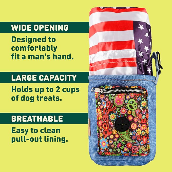 INSPECTOR TAIL Dog Treat Pouch for Training, Drawstring Bag, Hands Free | 2 Cup Tote, 4 Ways to Wear, No Bounce, Pull-Out Liner, Pockets for Snacks, Poop Bags & Keys, Pet Walking & Rewarding Holder