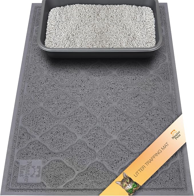 Neater Pets Neater Mat Cat Litter Mat, Thick & Durable Cat Mat for Litter Box, Trapper Pad Catches Mess to Protect Indoor Floors, Soft on Kitty Paws, Anti-Skid Grip Backing, Easy to Clean, Charcoal