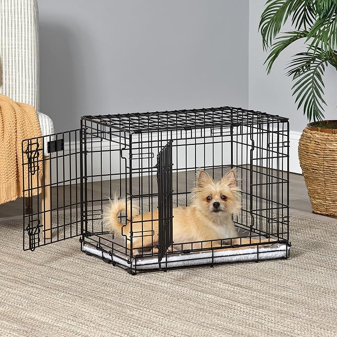 MidWest Homes for Pets Quiet Time Reversible Crate Pan Cover 24' Mushroom Diamond/Fleece, Small