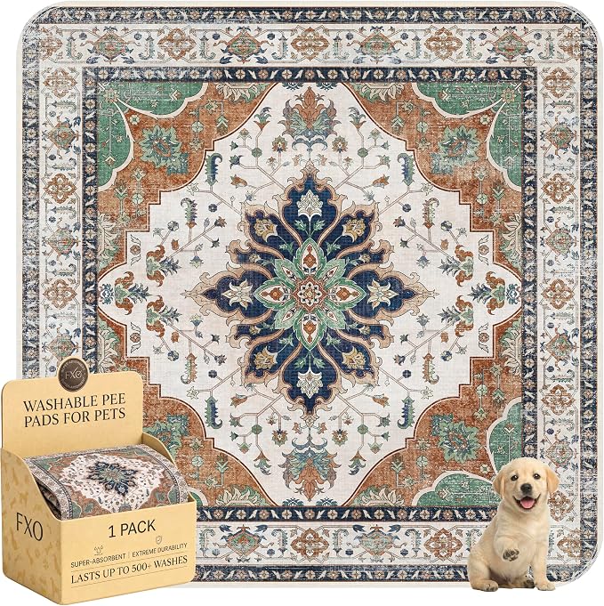 Washable Pee Pads for Dogs,Great Urine Absorbent Reusable Puppy Training Pads,Waterproof,Leak-Proof & Non-Slip Potty Pads for Whelping,Crate,Playpen,Bed.(Dark Teal Floral,72"x72")