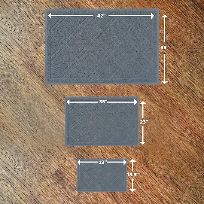 Downtown Pet Supply - Kitty Litter Mat - Padded, Non-Slip Mat for Cat Litter Box - Waterproof Mat for All Litter Types - Grey - Large - 35 in x 42 in