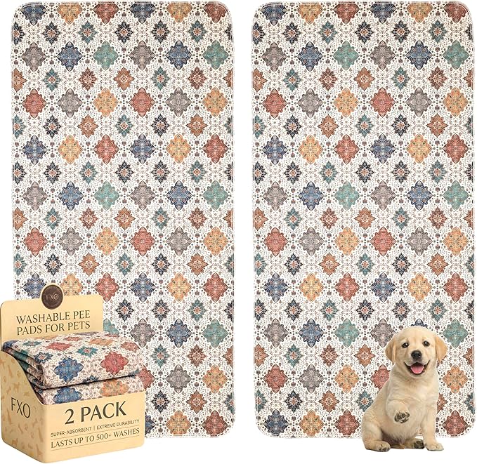 Washable Pee Pads for Dogs,Great Urine Absorbent Reusable Puppy Training Pads,Waterproof,Leak-Proof & Non-Slip Potty Pads for Whelping,Crate,Playpen,Bed.(Colorful Day,36"x72")