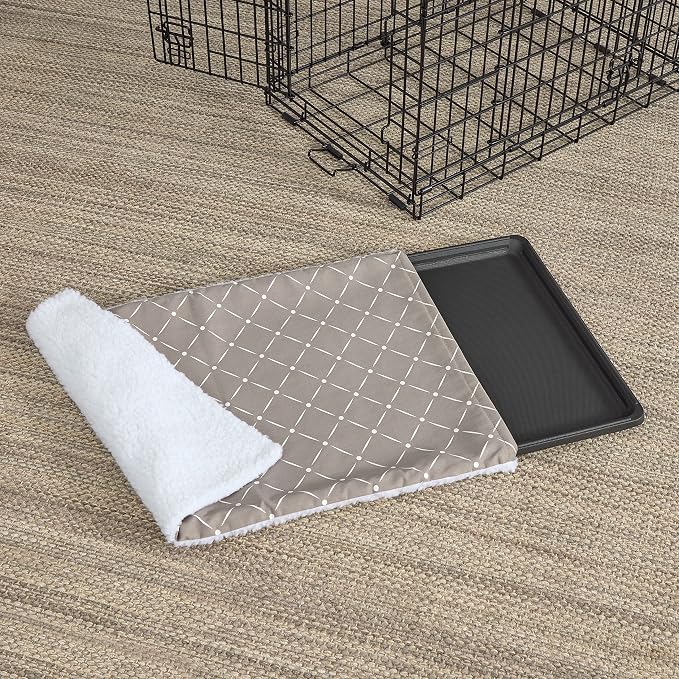 MidWest Homes for Pets Midwest Quiet Time Reversible Crate Pan Cover 30' Mushroom Diamond/Fleece