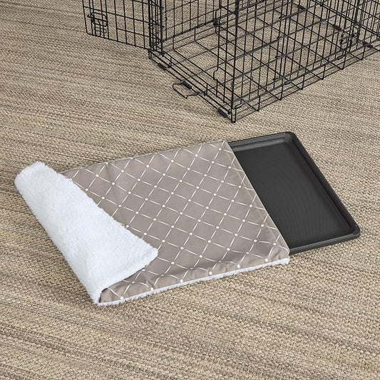 MidWest Homes for Pets Midwest Quiet Time Reversible Crate Pan Cover 30' Mushroom Diamond/Fleece