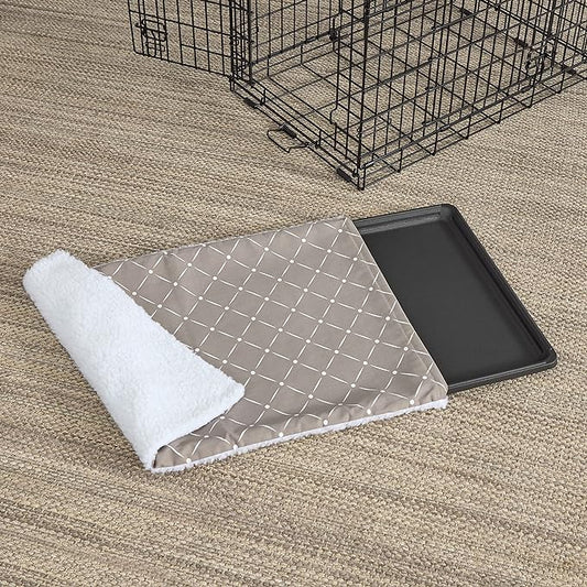 MidWest Homes for Pets Quiet Time Reversible Crate Pan Cover 24' Mushroom Diamond/Fleece, Small