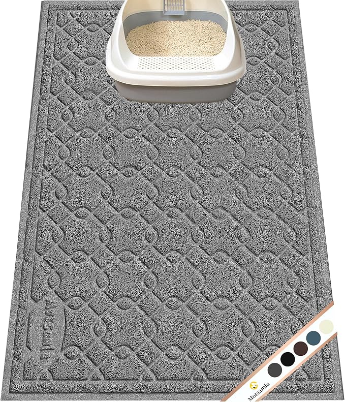 Cat Litter Box Mat, 35" x 24" Large Kitty Litter Trapping Mat Keep Floor Clean, Litter Box Mat Scatter Control, Waterproof, Easy to Clean, Durable Large Size Litter Mats for Floor