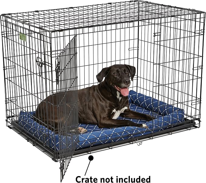 MidWest Homes for Pets 40242-BLD Quiet Time Couture Ashton Bolster Pet Bed, Large Dog/42, Blue