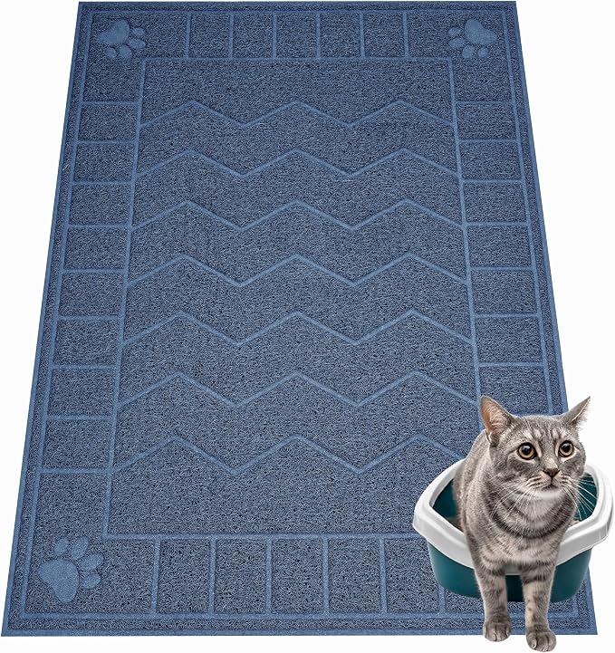 Cat Litter Mat, Litter Trapping Mat Soft on Kitty Paws, 35" x 26" Litter Box Mat for Cleaner Floors, Waterproof, Easy Clean, Durable Large Size Cat Litter Pad for Kitten