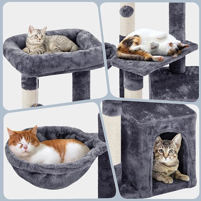 Topeakmart Cat Tree, 34in Cat Tower, Multi-Level Cat Condo with Extra Scratch Boards and Sisal Posts as Kitty Activity Center Pet Stand Tree for Indoor Kittens