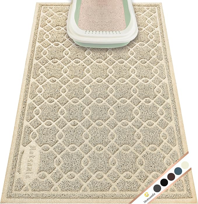 Cat Litter Box Mat, 35" x 24" Large Kitty Litter Trapping Mat Keep Floor Clean, Litter Box Mat Scatter Control, Waterproof, Easy to Clean, Durable Large Size Litter Mats for Floor