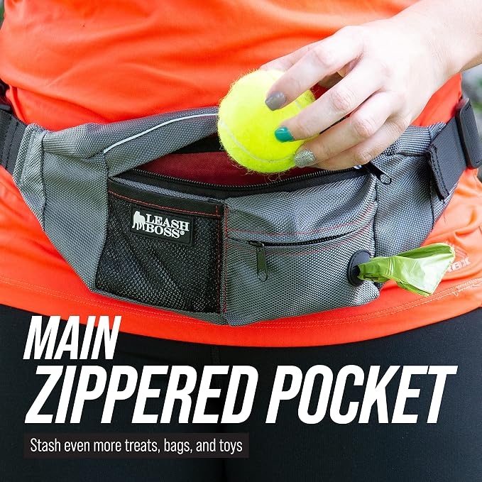 Leash Boss Dog Treat Pouch for Training | Training Treat Pouches for Pet Training | Treat Bag for Dog Training | Portable Kibble Snack Container for Pets | Fanny Pack Waist Belt Transport On The Go