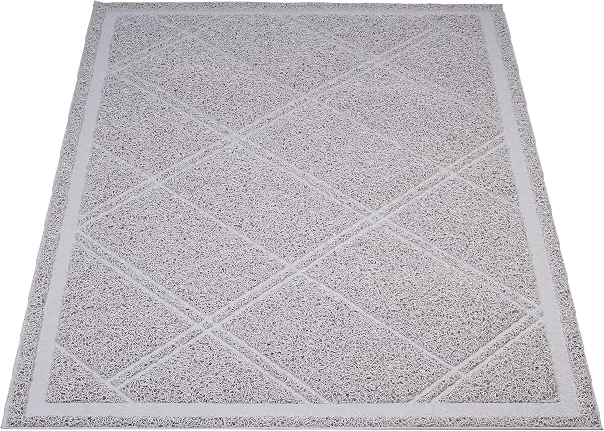 Amazon Basics Less-Mess Litter Trapping Cat Litter Box Mat, Soft on Kitty Paws, Waterproof, Scatter Control, 24" x 35", Grey