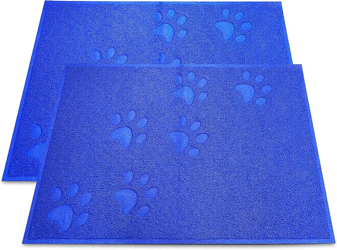 Andalus Medium Cat Litter Mat, Pack of 2 - Waterproof, Non-Slip & Easy to Clean Cat Litter Box Mat for Extra Efficient Pet Litter-Trapping, Blue (23.5” X 15.75”)