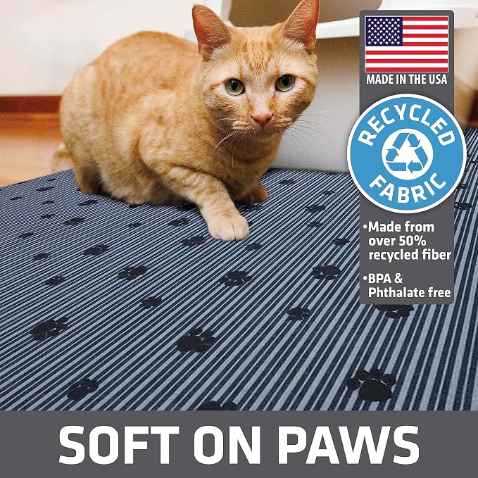 Drymate Cat Litter Box Mat, Litter Trapping Mat, Gray, 20x28 | Waterproof, Urine-Proof, Absorbent, Machine Washable, Soft on Paws, Contains Mess, Protects Floors, Kitten Supplies, USA Made