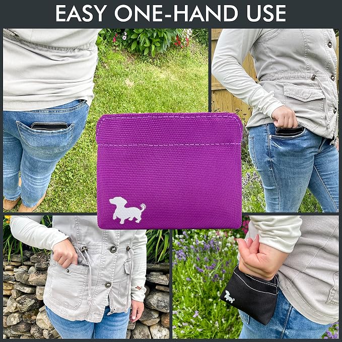 Small Dog Treat Pouch – Slim Magnetic Pocket Dog Treat Bag for Walking & Training – Discreet Clip On Treat Pouch for Leash, Waistband or Pocket – Mess Free Storage (Pink)