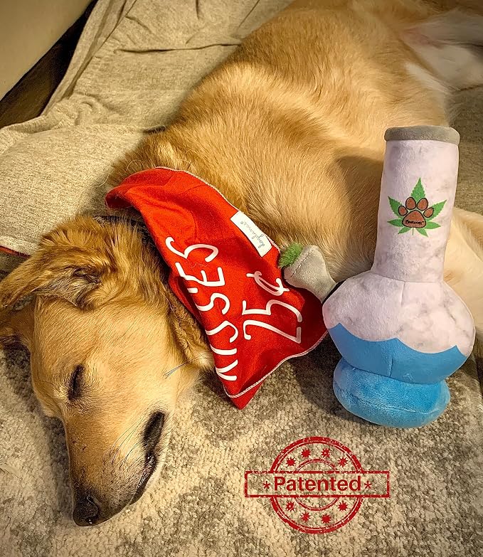 Nestpark Puppy Chiefer 3000 - Funny Dog Toys - Plush Squeaky Weed for Medium, Small and Large - Cute Dog Gifts for Dog Birthday - Cool Stuffed Dog Toys
