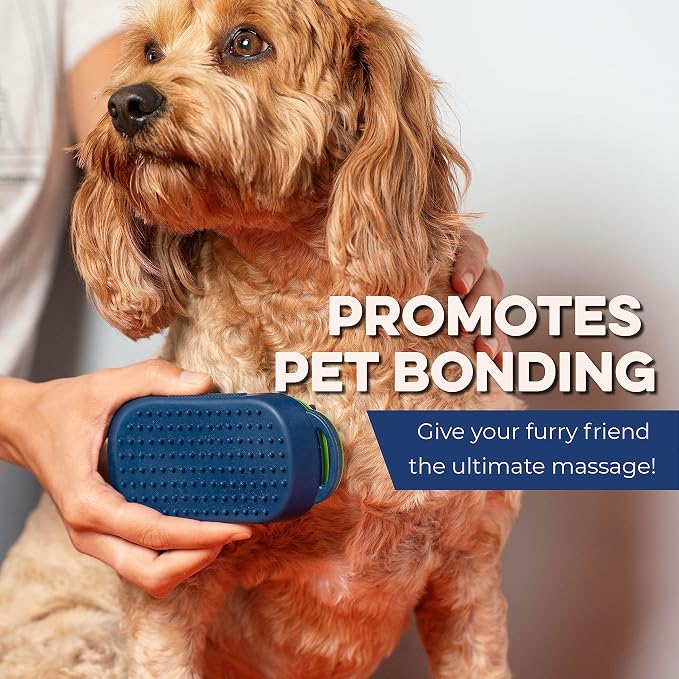 Bonza Silicone Dog Brush - Dog Brush for Shedding & Massage, Cat Bath Scrubber for Easy Shampoo, Pet Grooming Tool with Removable Hair Screen, Navy Blue, Silicone