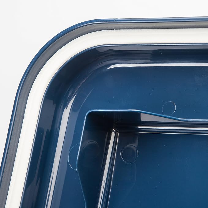 IRIS USA Dog Food Storage Container, Up to 38 lbs, Navy/Pearl, Made in USA | Wheels for Mobility, Airtight Seal, BPA-Free, Best for Bird Seed, Cat food, Cat Litter, Chicken Feed, Pellets